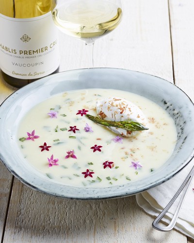 Velouté d'asperge et Chablis Premier Cru; accords mets et vins de Chablis