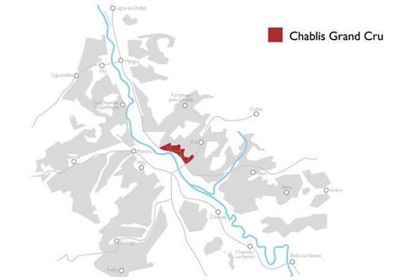 La carte de l'appellation Chablis Grand Cru